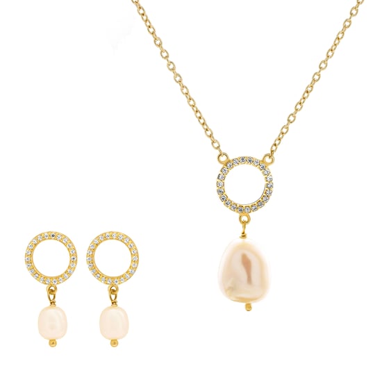 Orphelia 'Spa' Dames 925 Sterling Zilveren Set: Halsketting + Oorbellen - Gouden SET-7575/G - Image 1