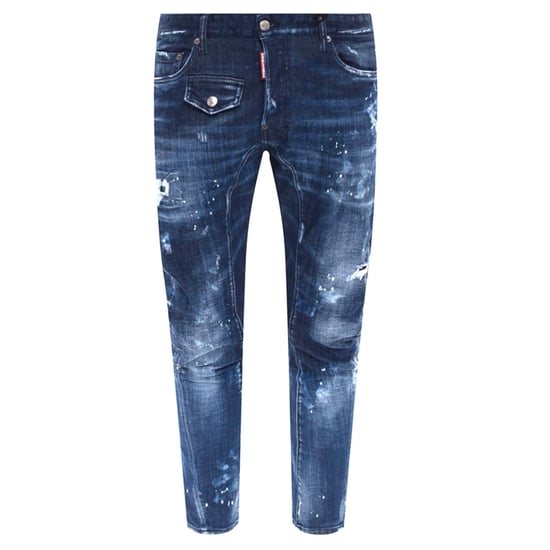 Dsquared2 Tidy Biker Jean Paint Splatter Donkerblauwe Denim Broek - Image 1