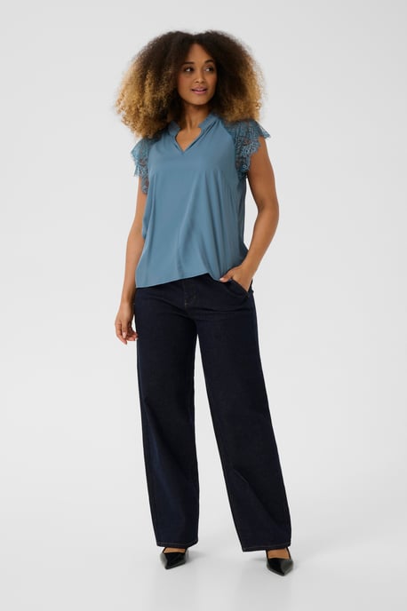 Blouse met korte mouwen CRNola Straight fit blue - Image 1