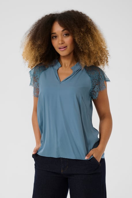 Blouse met korte mouwen CRNola Straight fit blue - Image 3