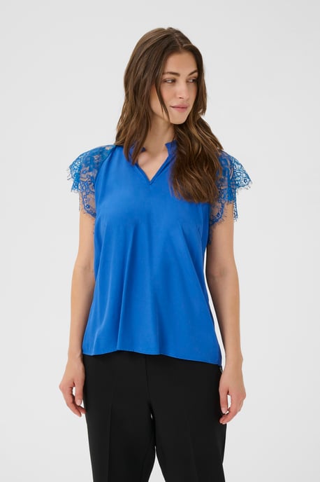 Blouse met korte mouwen CRNola Straight fit blue - Image 3