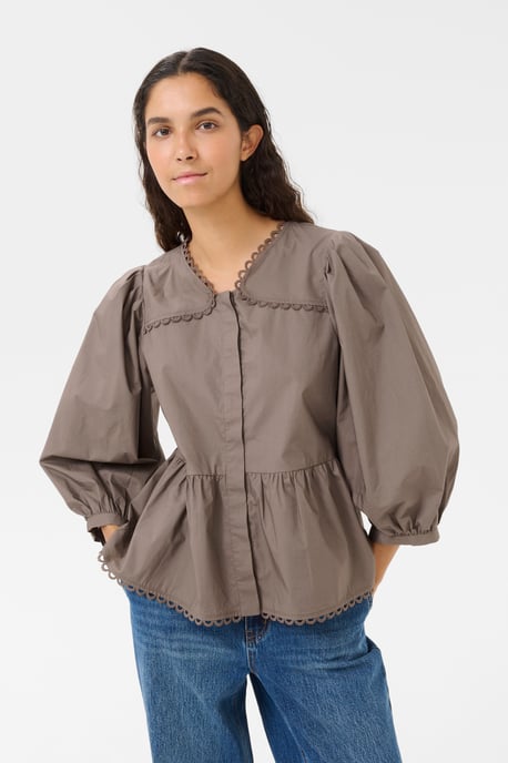 Blouse met korte mouwen KBAnnabelle Peplum fit beige - Image 3