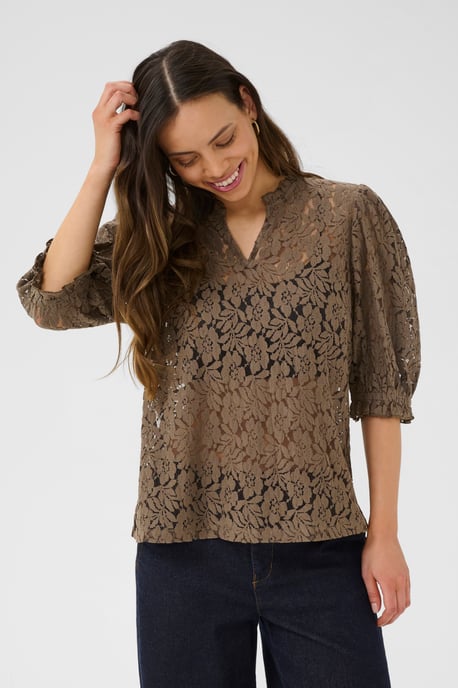 Blouse met korte mouwen CRKaspis A-shape khaki - Image 3