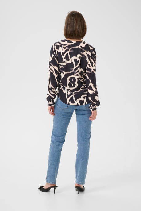 Blouse met lange mouwen KAbeathe Regular fit black offwhite - Image 2