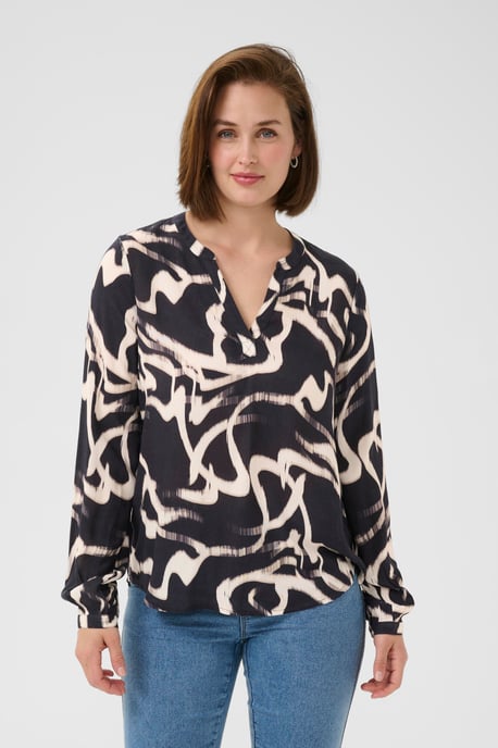 Blouse met lange mouwen KAbeathe Regular fit black offwhite - Image 3