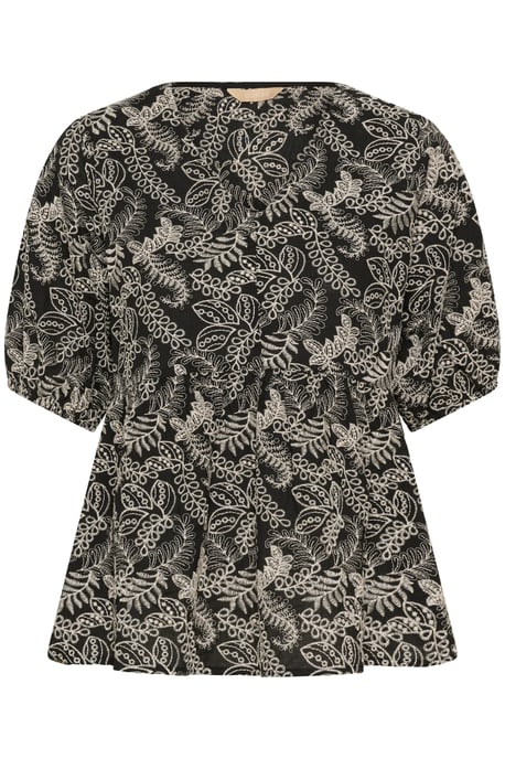 Blouse met korte mouwen CUtaylar Relaxed fit black offwhite - Image 4
