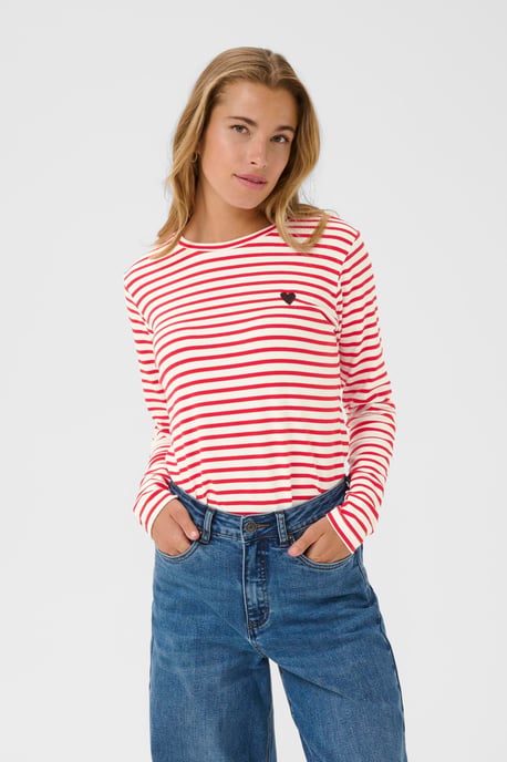 T-shirt met lange mouwen Liddy Regular fit white red - Image 3