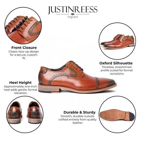 Justin Reess Heren Bruine Leren Veterschoenen Oxford - Jenson - Image 2