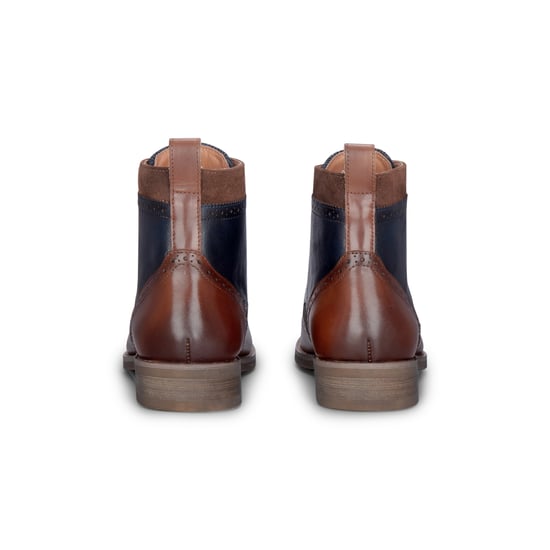 Justin Reess Heren Bruine Leren Marineblauwe Tweed Oxford Schoenen - Teddy - Image 4