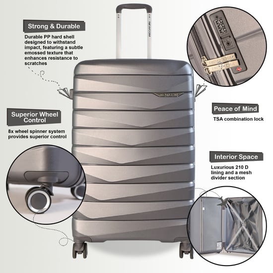 Harde TSA-koffer met rookgrijze, sterke koffer voor 8 wielen, handbagage, vakantiekoffer - Image 3