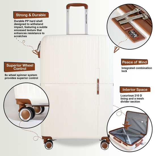 Harde witte, sterke koffer met 8 wielen, handbagage, vakantiekoffer - Image 3