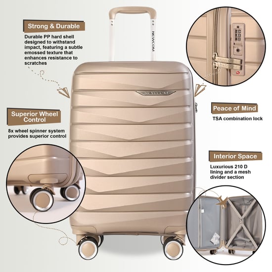 Harde schaal TSA rook champagne beige sterke koffer 8-wiel handbagage vakantie reiskoffer - Image 3