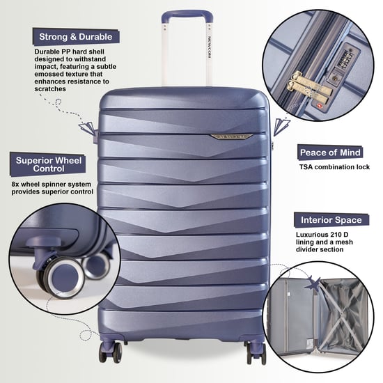 Harde TSA-koffer met rookblauwe, sterke schaal, 8-wiel handbagage, vakantiekoffer - Image 3