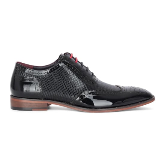 Justin Reess Heren Zwarte Lakleren Brogue Schoenen - Flynn - Image 1