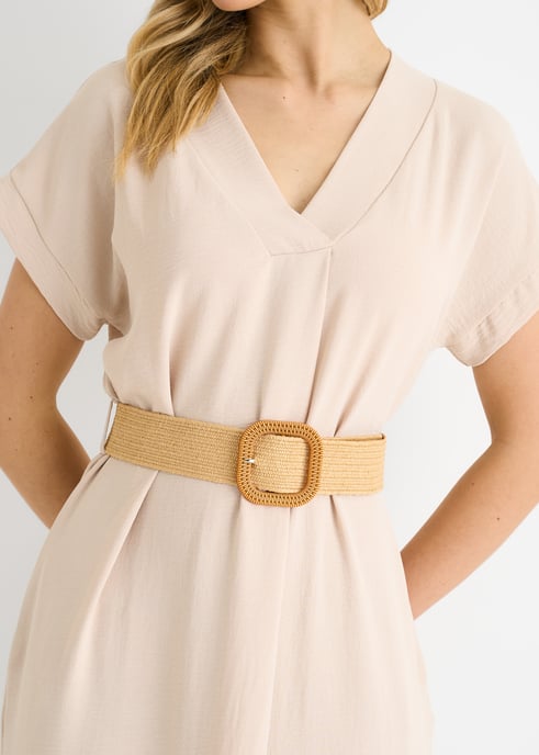 Beige Air Flow oversized jurk met ceintuur - Image 2