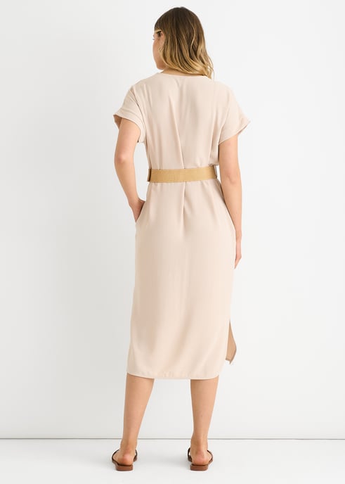 Beige Air Flow oversized jurk met ceintuur - Image 4