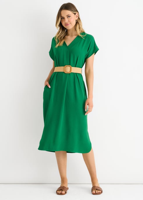Groene luchtstroom oversized jurk met ceintuur - Image 1