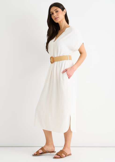 Witte Air Flow oversized jurk met ceintuur - Image 3