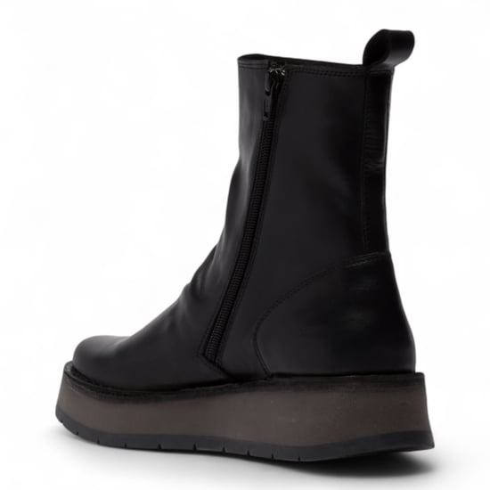 Fly London Dames Zwarte RENO053FLY Leren Enkellaarsjes met Rits en Platform Comfort - Image 4