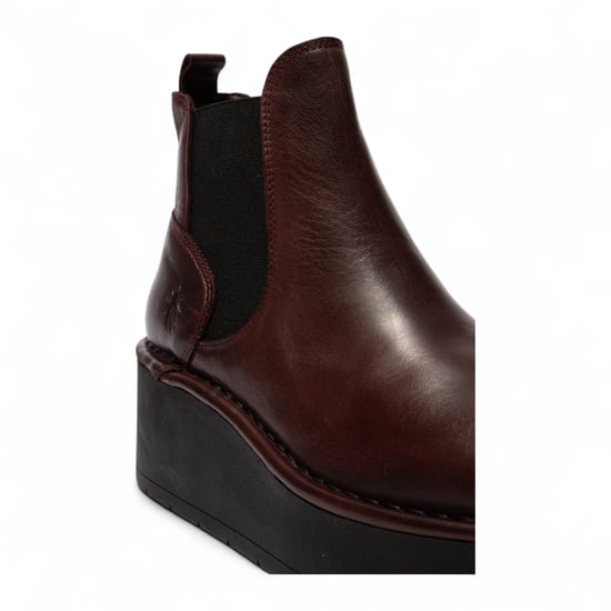 Fly London Dames Wijnrode HELY268 Chelsea Leren Enkellaarsjes met Platform Comfort - Image 5