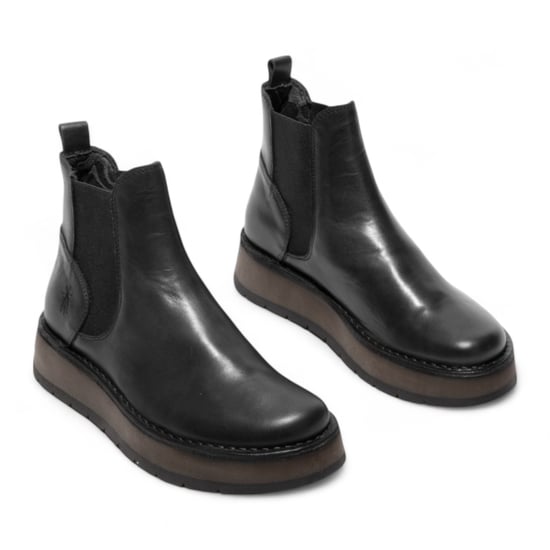 Fly London Dames Zwarte RAWI131 Chelsea Leren Enkellaarsjes met Klassieke Comfort - Image 3