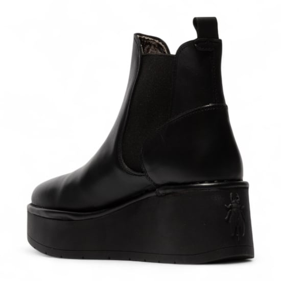 Fly London Dames Zwarte HELY268 Chelsea Leren Enkellaarsjes met Platform Comfort - Image 4