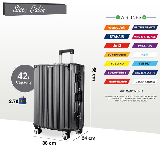 Robuuste harde koffer voor in de cabine 36 x 24 x 56 cm Bagage Geschikt voor Easyjet, Ryanair, Wizzair - Image 2