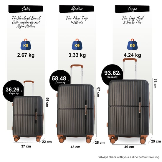 Harde zwarte, sterke koffer met 8 wielen, handbagage, vakantiekoffer - Image 2