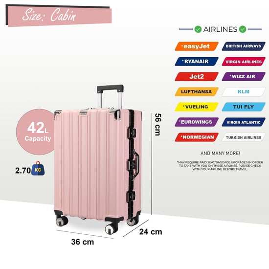Robuuste harde koffer voor in de cabine 36 x 24 x 56 cm Bagage Geschikt voor Easyjet, Ryanair, Wizzair - Image 2