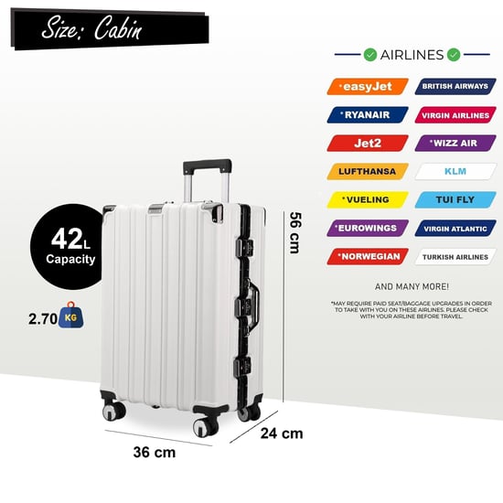 Robuuste harde koffer voor in de cabine 36 x 24 x 56 cm Bagage Geschikt voor Easyjet, Ryanair, Wizzair - Image 2