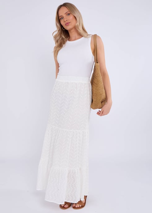 Katoenen Broderie Skater Maxi Rok - Image 1