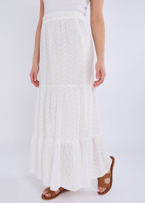 Katoenen Broderie Skater Maxi Rok - Image 2