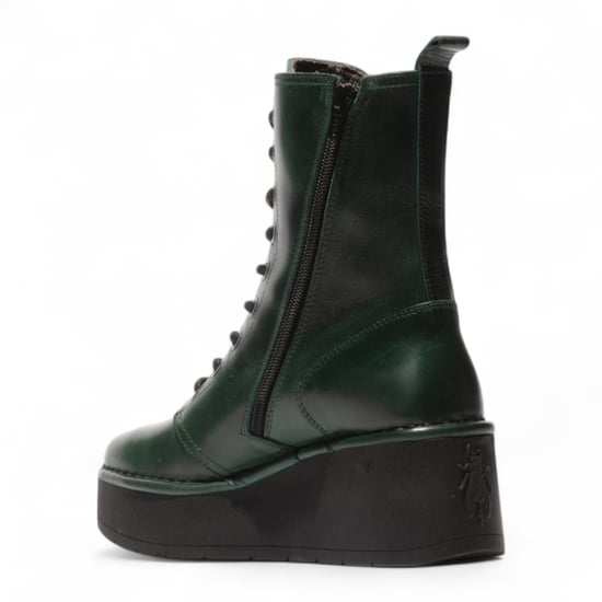 Fly London Dames Petrol Groene HAIT273 Leren Veterschoenen met Dikke Plateauzool - Image 4