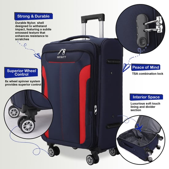 Zachte handbagagekoffer 36,5 x 23,5 x 58 cm Nylon 900D Geschikt geïntegreerd slot voor Easyjet, Ryanair, Wizzair - Image 3