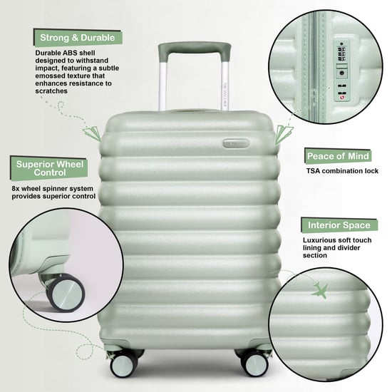 Harde koffer voor handbagage 37 x 22 x 55 cm Groen TSA Veilige bagagekoffer Geschikt voor Easyjet, Ryanair - Image 3