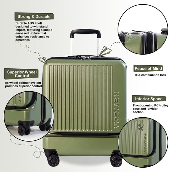 Duurzame EasyJet Ryanair 39 x 26 x 51,5 cm olijfgroene voorkoffer met open cabine - Image 3