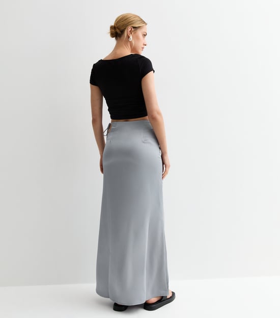 Zilveren Satijnen Maxi Rok - Image 4