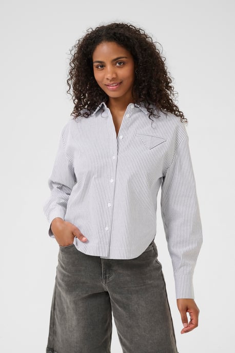 Overhemd met lang mouwen KAosita Loose fit white black - Image 3