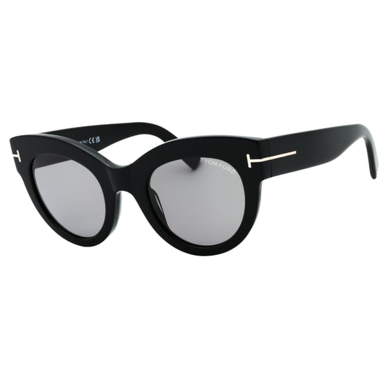 Tom Ford Lucilla Smoke Mirror Lens Glanzende Zwarte Zonnebril Met Dikke Montuur - Image 1