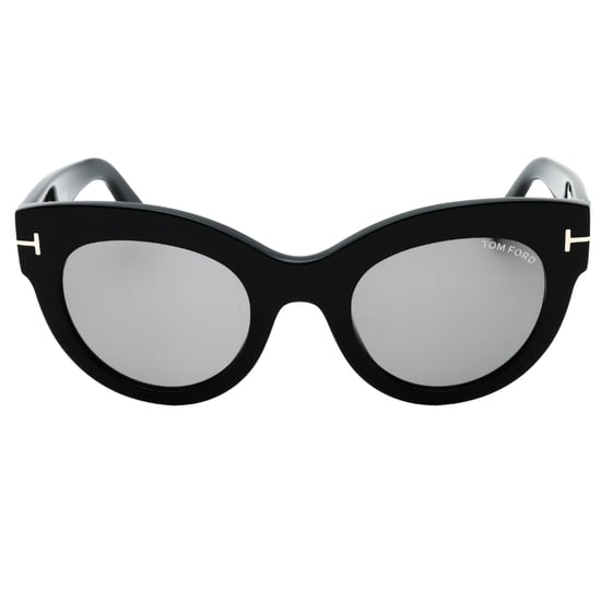 Tom Ford Lucilla Smoke Mirror Lens Glanzende Zwarte Zonnebril Met Dikke Montuur - Image 2