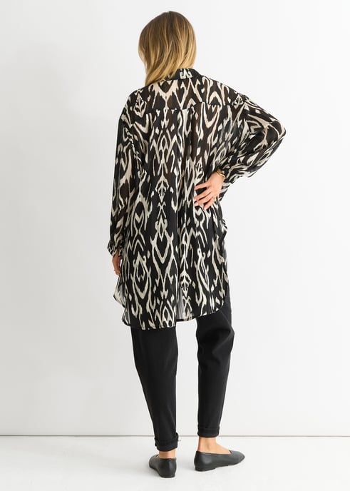 Oversized shirt met mono abstracte print - Image 4