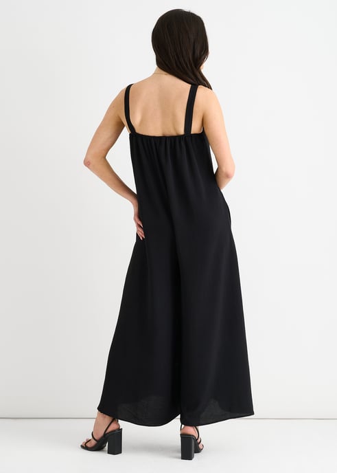 Zwart Air Flow Jumpsuit met bandjes en wijde pijpen - Image 4
