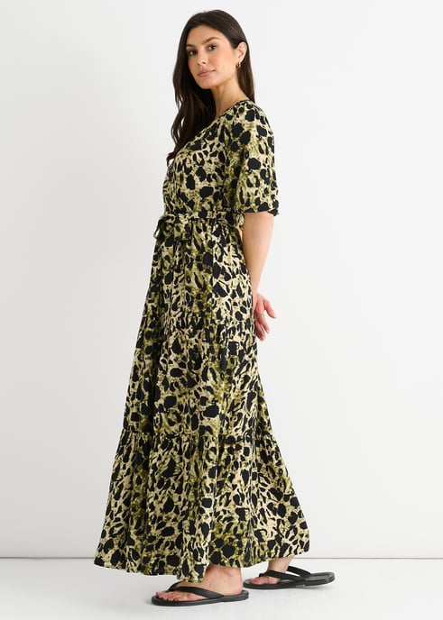 Groene dierenprint wikkel maxi jurk - Image 3