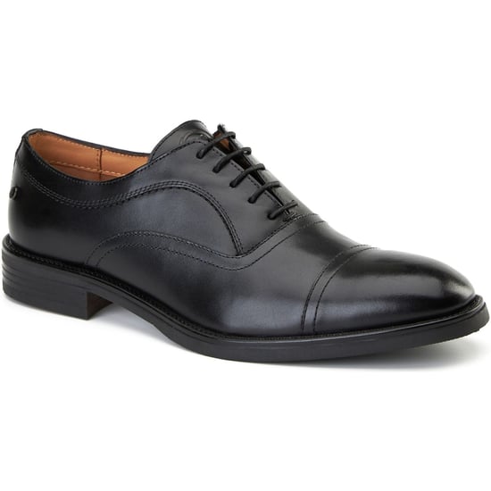 Base London Leren Heren zwarte Oxford schoenen met revers - Image 1
