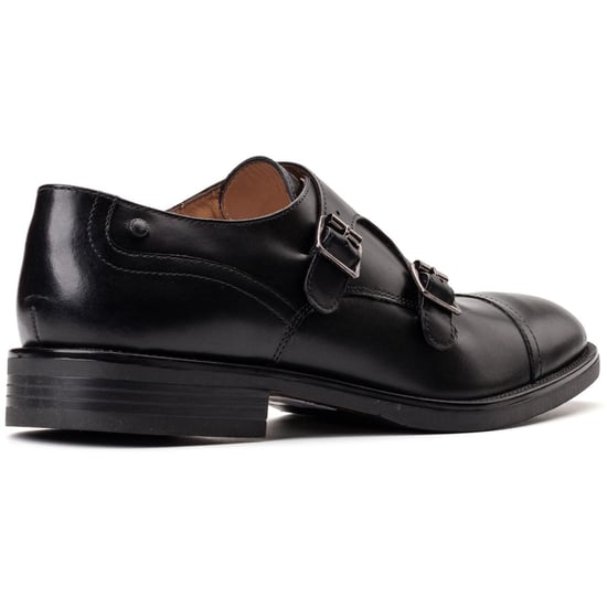 Base London Taper Leren Zwarte Dubbele Monk Schoenen voor Mannen - Image 2