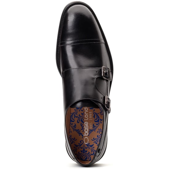 Base London Taper Leren Zwarte Dubbele Monk Schoenen voor Mannen - Image 4
