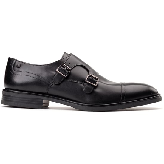 Base London Taper Leren Zwarte Dubbele Monk Schoenen voor Mannen - Image 5