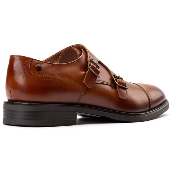 Base London Taper Leren Heren Tan Dubbele Monk Schoenen - Image 2