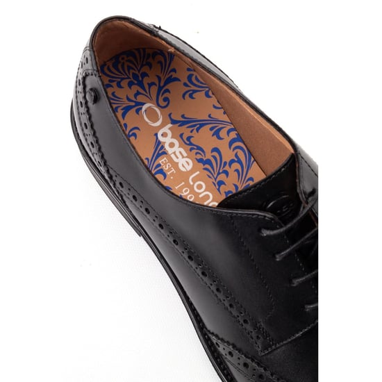 Base London Pocket Leren Heren Zwarte Brogues Schoenen - Image 6