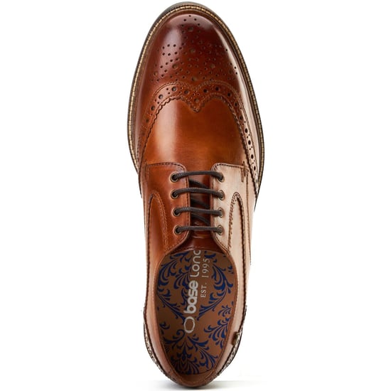 Base London York Leren Heren Brogue Schoenen in Geverfde Tan - Image 4